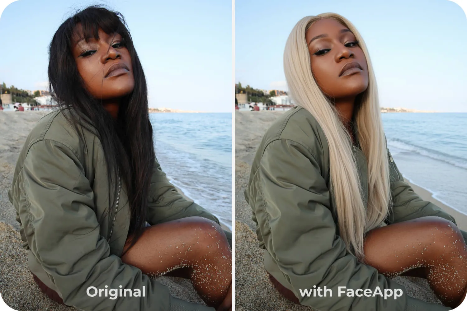 FaceApp hair colour and style editing interface