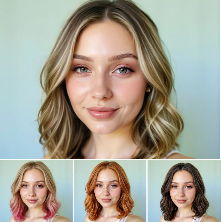 Facetune hair colour simulator changing tone in a photo