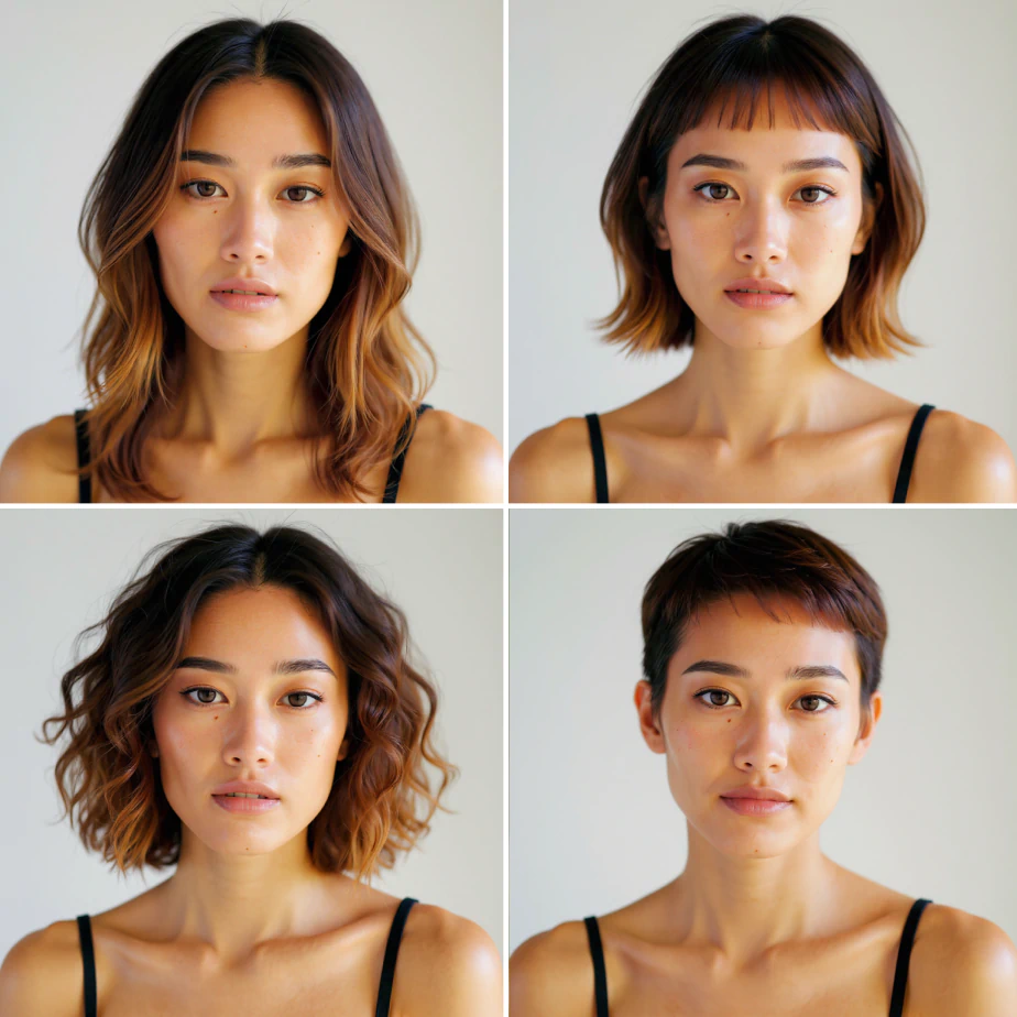 Facetune hairstyle try-on adjustment on a portrait