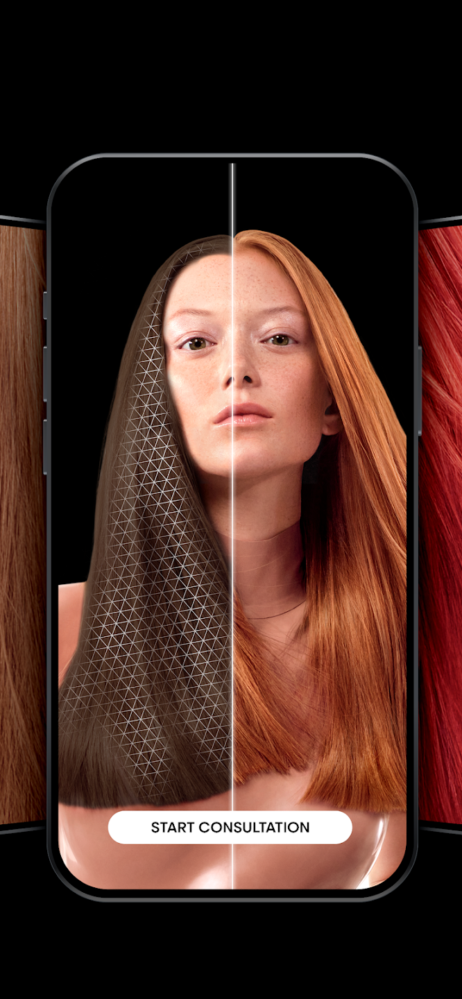 My Hair iD app by L'Oreal Professionnel showing a virtual hair colour try-on