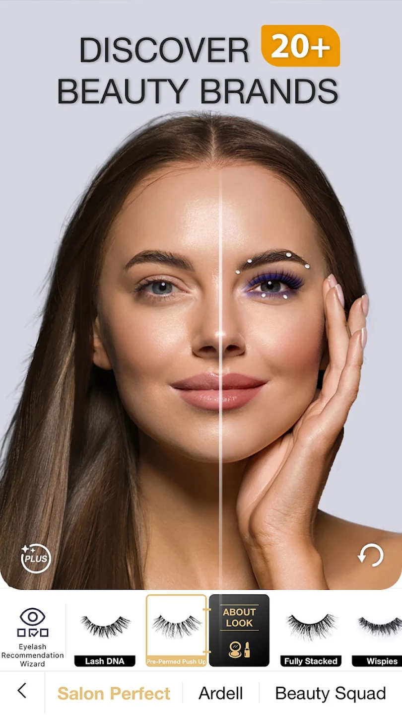 Perfect365 beauty filter and hair colour editing screen